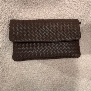 Quince Brown Woven Leather convertible clutch/shoulder/crossbody